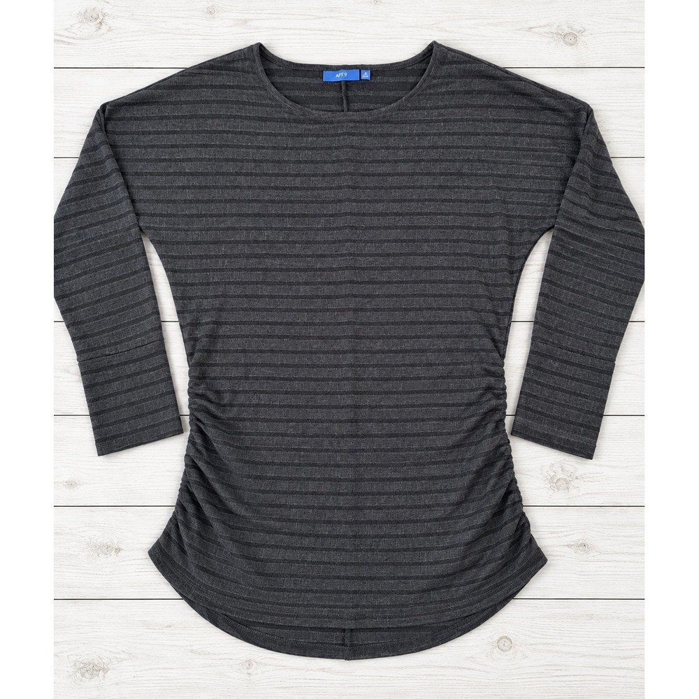 Apt 9 Top Black Striped Ruched Side Dolman Sleeve Dark Academia Blouse Large NWT